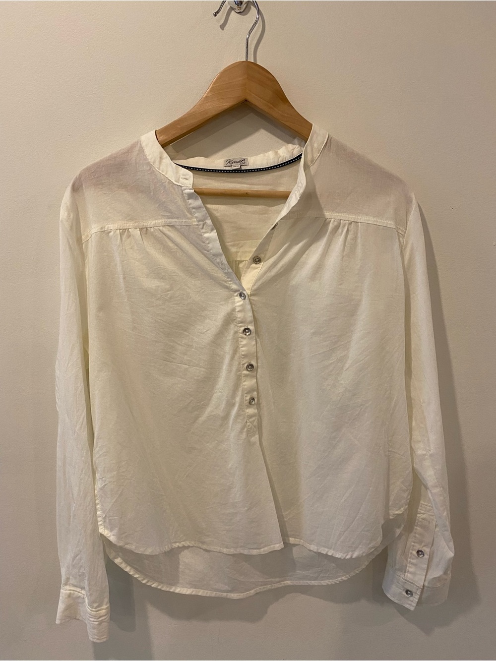 Cotton blouse cream size medium sheer